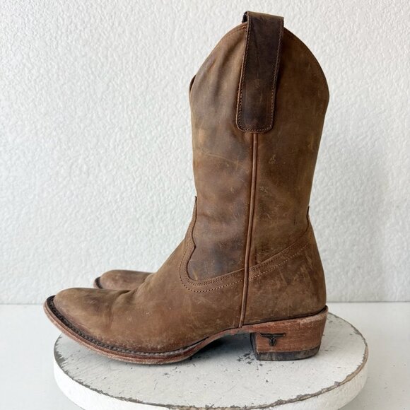 Lane PLAIN JANE Midi Boots Womens Cowboy 8 Western Brown Leather Short Ankle - Picture 5 of 12